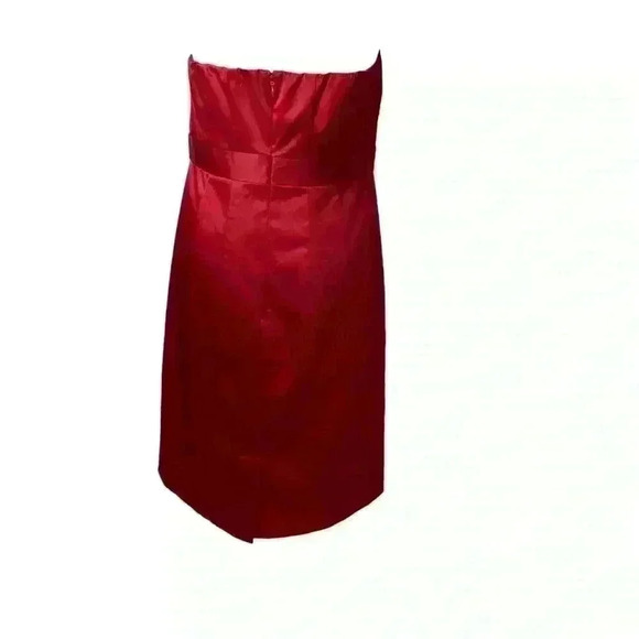 The Limited RED satin vintage 90’s strapless pleated bust Cocktail dress SZ-12 - Picture 3 of 8